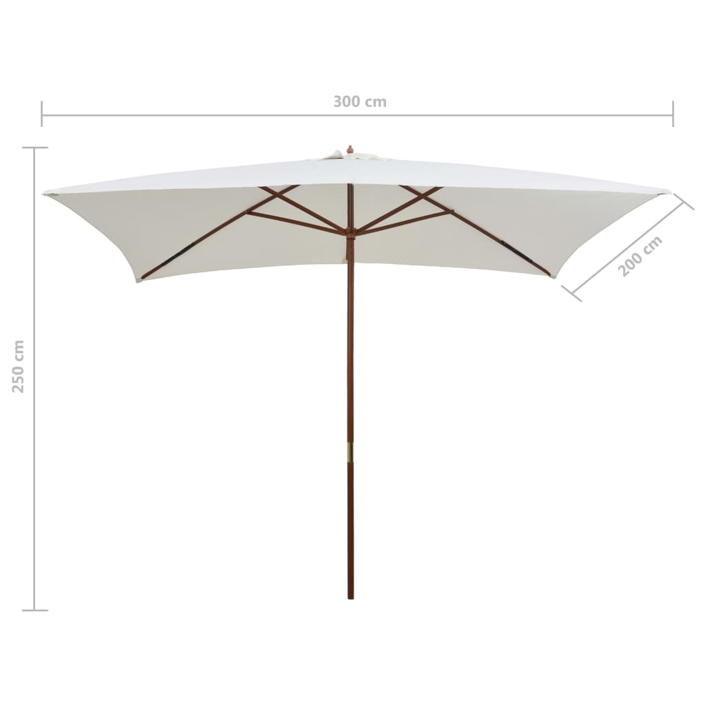 Parasol 200x300 cm Wooden Pole Cream White- Outdoor Umbrellas & Sunshades - HomeShopIreland - Home Shop Ireland - Outdoor Umbrellas & Sunshades - Parasol 200x300 cm Wooden Pole Cream White