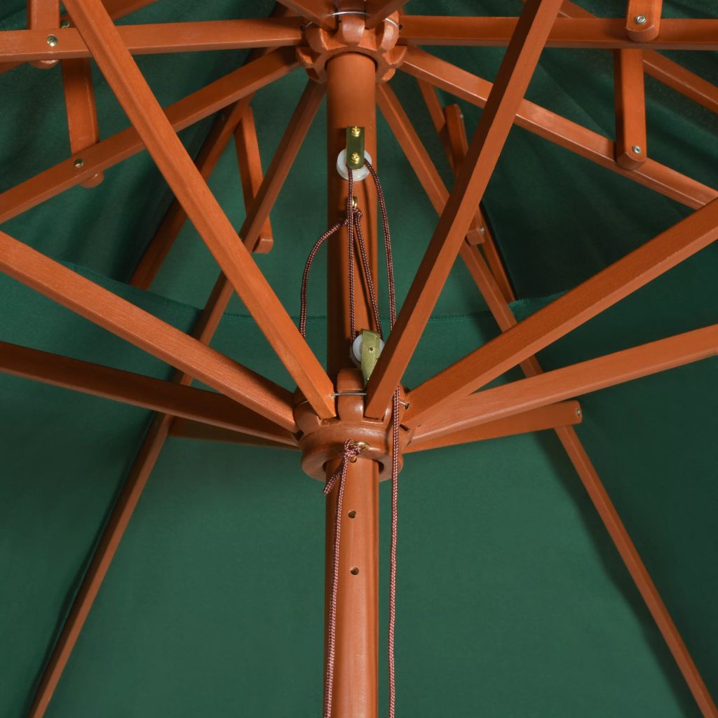 Double Decker Parasol 270x270 cm Wooden Pole Green- Outdoor Umbrellas & Sunshades - HomeShopIreland - Home Shop Ireland - Outdoor Umbrellas & Sunshades - Double Decker Parasol 270x270 cm Wooden Pole Green