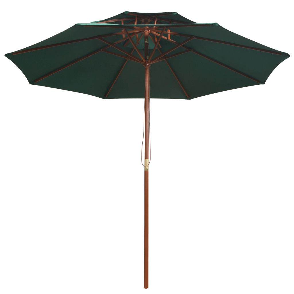 Double Decker Parasol 270x270 cm Wooden Pole Green- Outdoor Umbrellas & Sunshades - HomeShopIreland - Home Shop Ireland - Outdoor Umbrellas & Sunshades - Double Decker Parasol 270x270 cm Wooden Pole Green