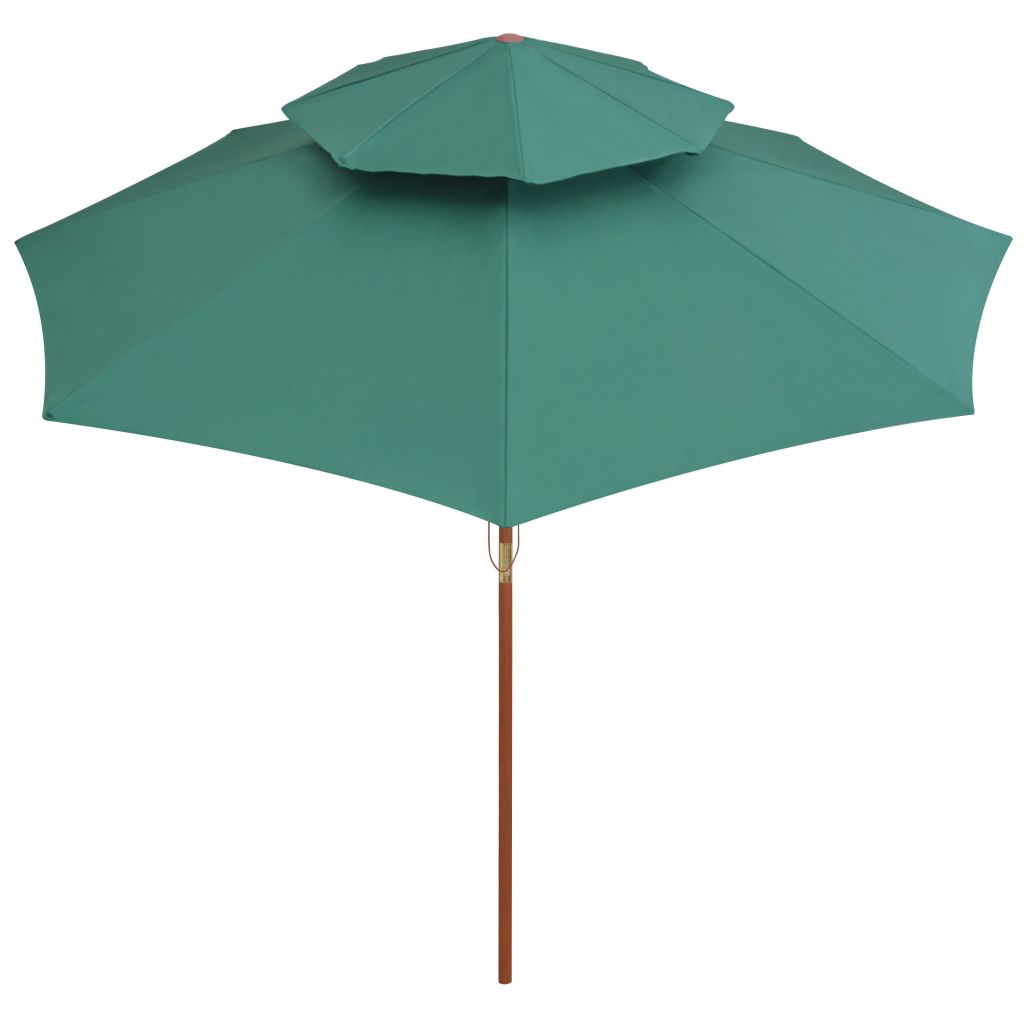 Double Decker Parasol 270x270 cm Wooden Pole Green- Outdoor Umbrellas & Sunshades - HomeShopIreland - Home Shop Ireland - Outdoor Umbrellas & Sunshades - Double Decker Parasol 270x270 cm Wooden Pole Green