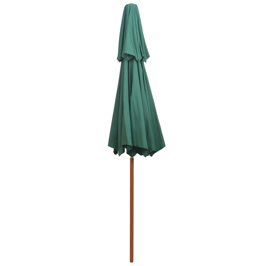 Double Decker Parasol 270x270 cm Wooden Pole Green- Outdoor Umbrellas & Sunshades - HomeShopIreland - Home Shop Ireland - Outdoor Umbrellas & Sunshades - Double Decker Parasol 270x270 cm Wooden Pole Green