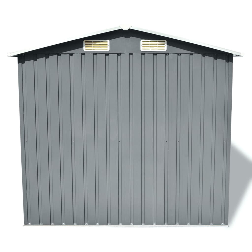 Garden Storage Shed Grey Metal 204x132x186 cm- Sheds, Garages & Carports - HomeShopIreland - Home Shop Ireland - Sheds, Garages & Carports - Garden Storage Shed Grey Metal 204x132x186 cm