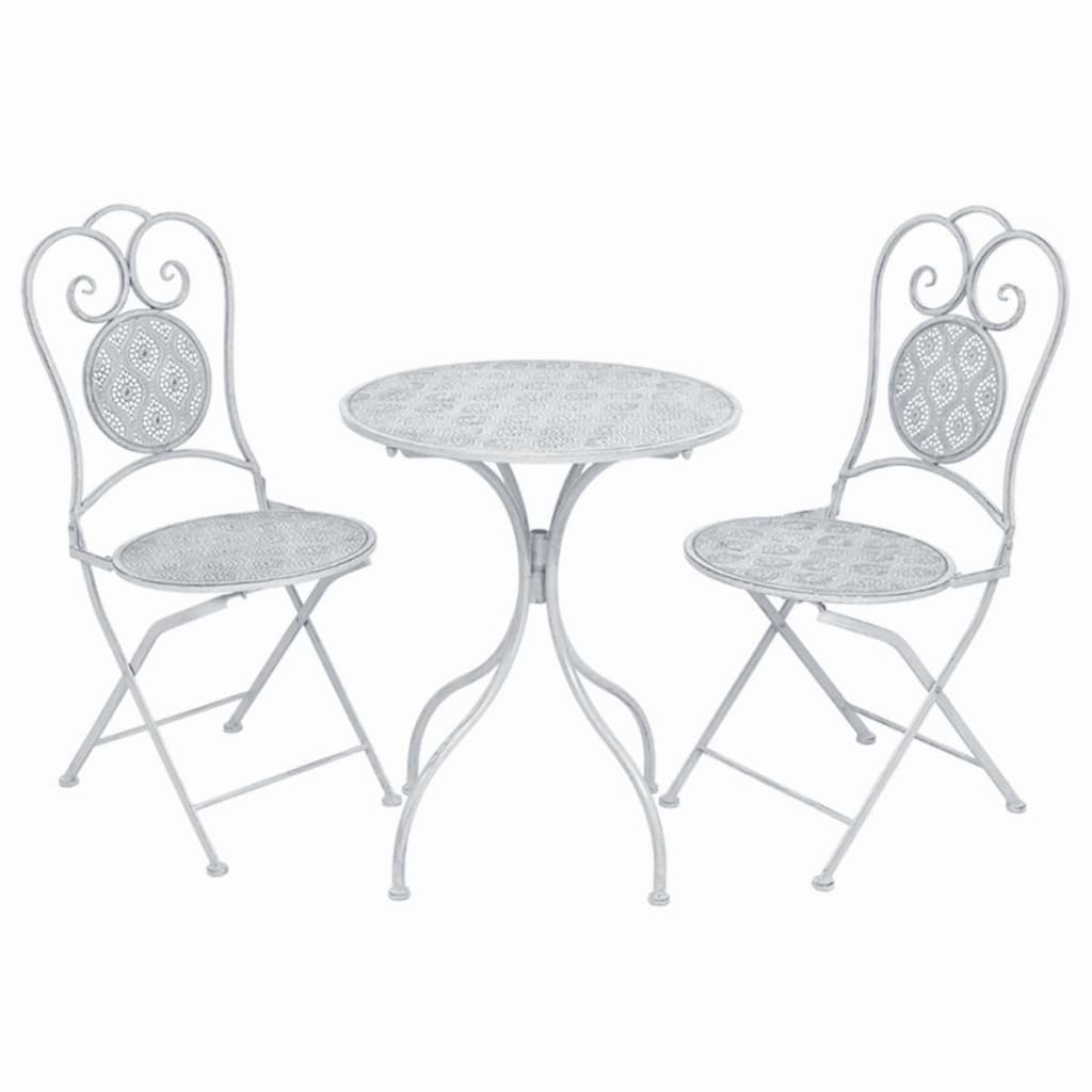 3 Piece Bistro Set Steel Greyish White- Outdoor Furniture Sets - HomeShopIreland - Home Shop Ireland - Outdoor Furniture Sets - 3 Piece Bistro Set Steel Greyish White