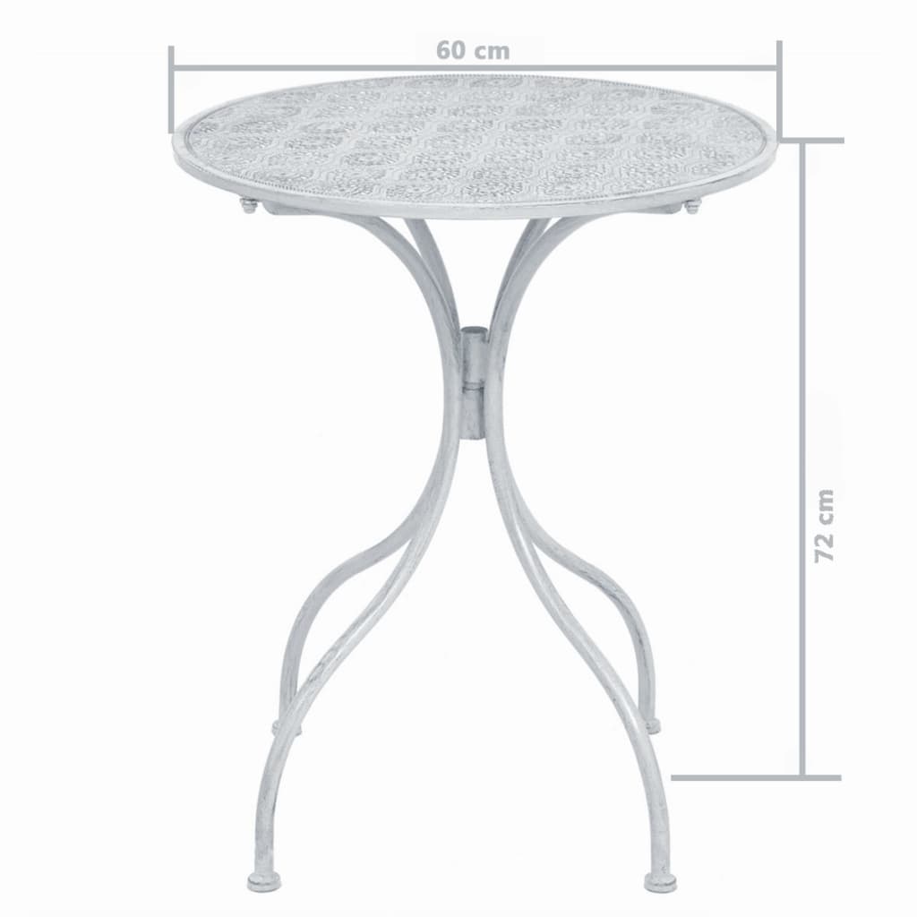 3 Piece Bistro Set Steel Greyish White- Outdoor Furniture Sets - HomeShopIreland - Home Shop Ireland - Outdoor Furniture Sets - 3 Piece Bistro Set Steel Greyish White