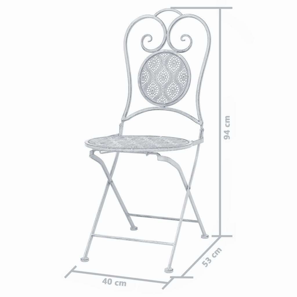 3 Piece Bistro Set Steel Greyish White- Outdoor Furniture Sets - HomeShopIreland - Home Shop Ireland - Outdoor Furniture Sets - 3 Piece Bistro Set Steel Greyish White