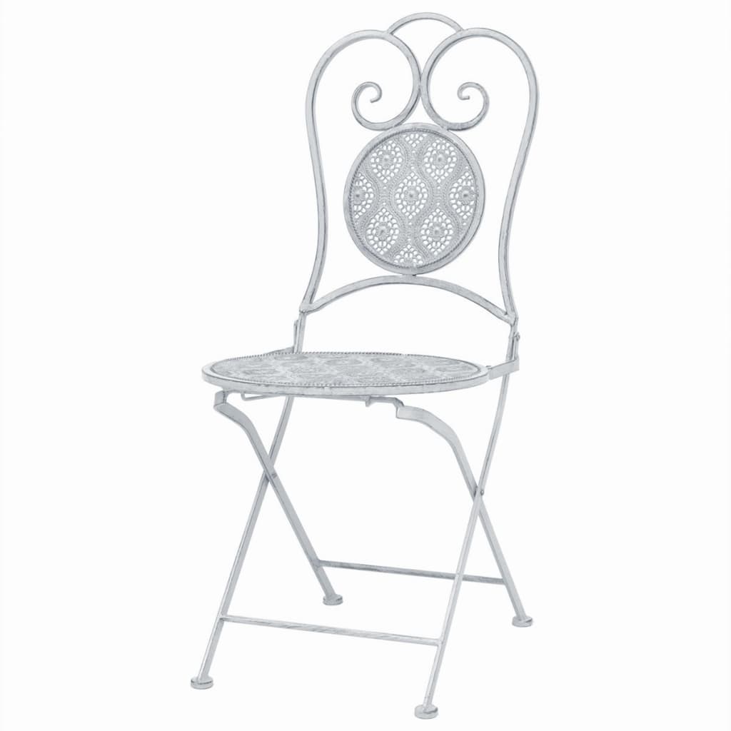 3 Piece Bistro Set Steel Greyish White- Outdoor Furniture Sets - HomeShopIreland - Home Shop Ireland - Outdoor Furniture Sets - 3 Piece Bistro Set Steel Greyish White