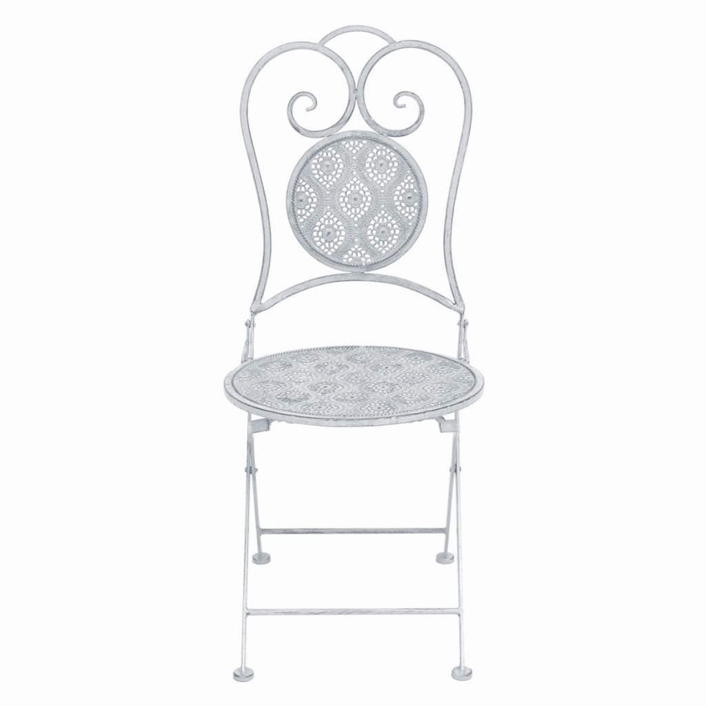 3 Piece Bistro Set Steel Greyish White- Outdoor Furniture Sets - HomeShopIreland - Home Shop Ireland - Outdoor Furniture Sets - 3 Piece Bistro Set Steel Greyish White