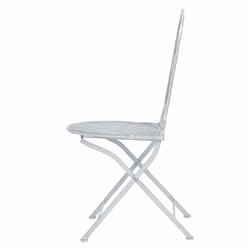 3 Piece Bistro Set Steel Greyish White- Outdoor Furniture Sets - HomeShopIreland - Home Shop Ireland - Outdoor Furniture Sets - 3 Piece Bistro Set Steel Greyish White