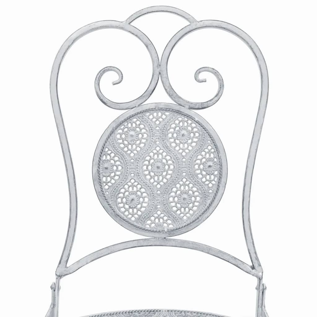 3 Piece Bistro Set Steel Greyish White- Outdoor Furniture Sets - HomeShopIreland - Home Shop Ireland - Outdoor Furniture Sets - 3 Piece Bistro Set Steel Greyish White