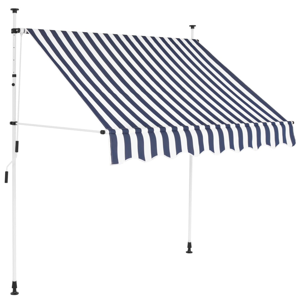 Manual Retractable Awning 200 cm Blue and White Stripes- Window & Door Awnings - HomeShopIreland - Home Shop Ireland - Window & Door Awnings - Manual Retractable Awning 200 cm Blue and White Stripes