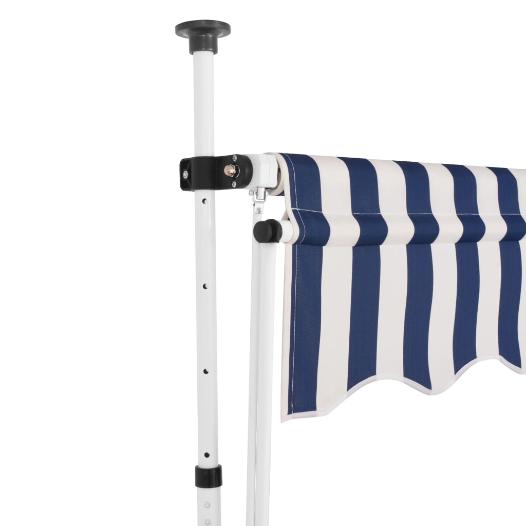 Manual Retractable Awning 200 cm Blue and White Stripes- Window & Door Awnings - HomeShopIreland - Home Shop Ireland - Window & Door Awnings - Manual Retractable Awning 200 cm Blue and White Stripes