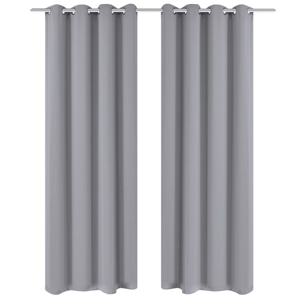 Blackout Curtains 2 pcs with Metal Eyelets 135x175 cm Grey- Curtains & Drapes - HomeShopIreland - Home Shop Ireland - Curtains & Drapes - Blackout Curtains 2 pcs with Metal Eyelets 135x175 cm Grey