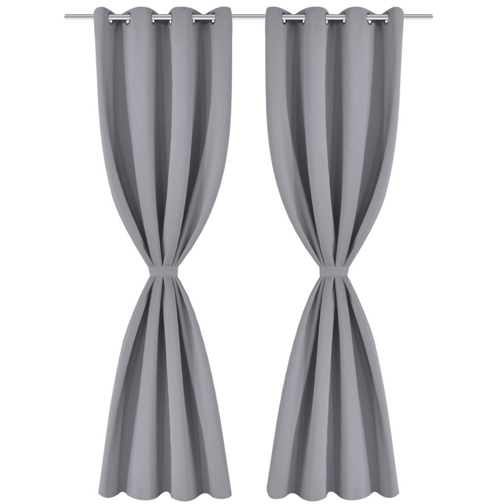 Blackout Curtains 2 pcs with Metal Eyelets 135x175 cm Grey- Curtains & Drapes - HomeShopIreland - Home Shop Ireland - Curtains & Drapes - Blackout Curtains 2 pcs with Metal Eyelets 135x175 cm Grey