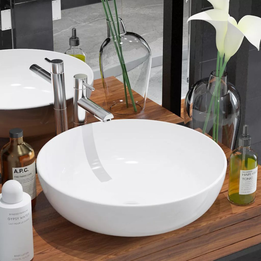 Basin Round Ceramic White 41.5x13.5 cm- Bathroom Basins - HomeShopIreland - Home Shop Ireland - Bathroom Basins - Basin Round Ceramic White 41.5x13.5 cm