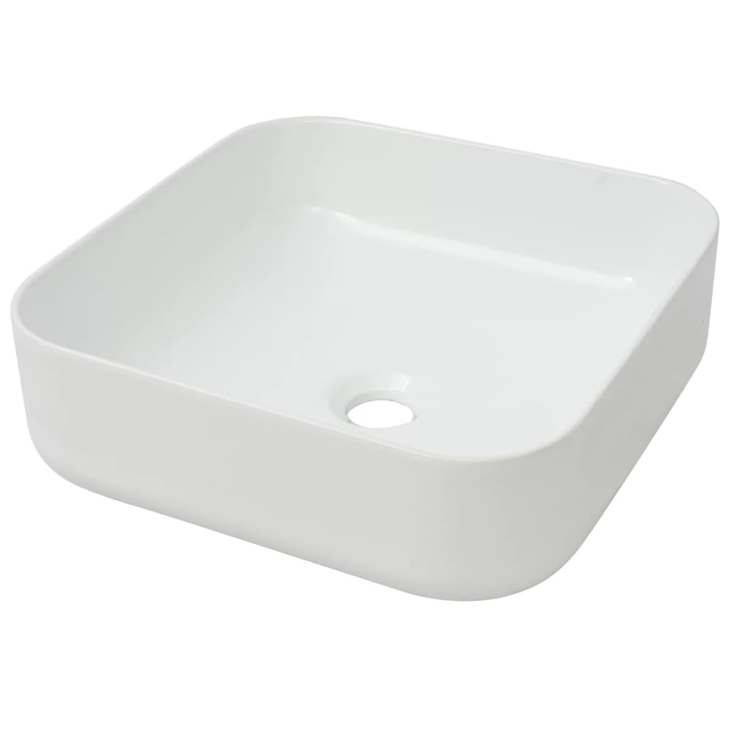 Basin Square Ceramic White 38x38x13.5 cm- Bathroom Basins - HomeShopIreland - Home Shop Ireland - Bathroom Basins - Basin Square Ceramic White 38x38x13.5 cm