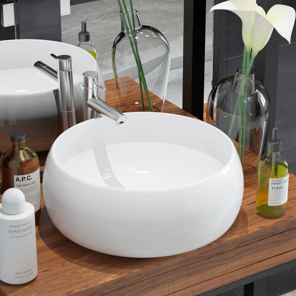 Basin Round Ceramic White 40x15 cm- Bathroom Basins - HomeShopIreland - Home Shop Ireland - Bathroom Basins - Basin Round Ceramic White 40x15 cm