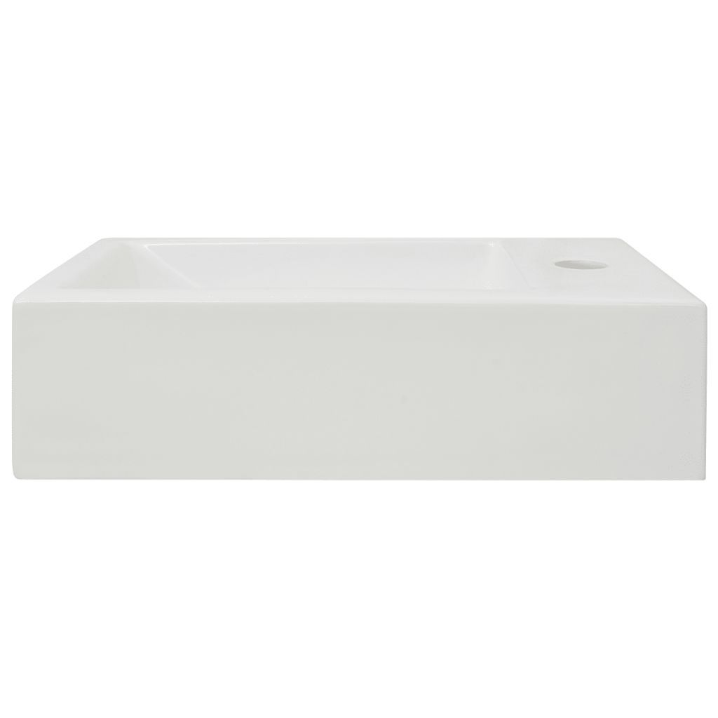 Basin with Faucet Hole Rectangular Ceramic White 46x25.5x12 cm- Bathroom Basins - HomeShopIreland - Home Shop Ireland - Bathroom Basins - Basin with Faucet Hole Rectangular Ceramic White 46x25.5x12 cm