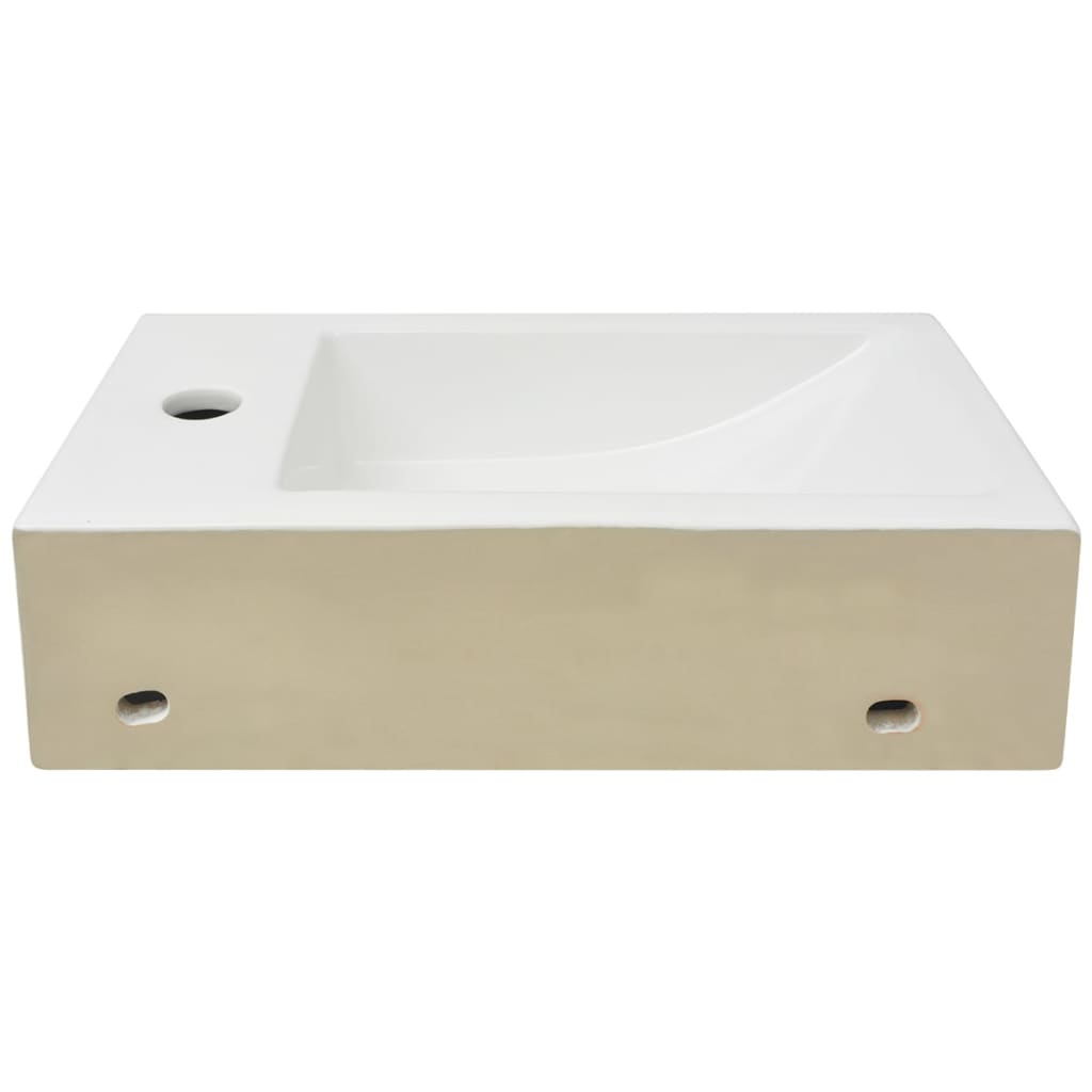 Basin with Faucet Hole Rectangular Ceramic White 46x25.5x12 cm- Bathroom Basins - HomeShopIreland - Home Shop Ireland - Bathroom Basins - Basin with Faucet Hole Rectangular Ceramic White 46x25.5x12 cm