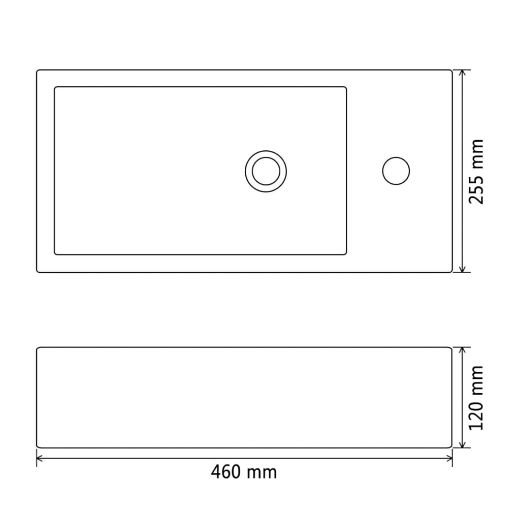 Basin with Faucet Hole Rectangular Ceramic White 46x25.5x12 cm- Bathroom Basins - HomeShopIreland - Home Shop Ireland - Bathroom Basins - Basin with Faucet Hole Rectangular Ceramic White 46x25.5x12 cm