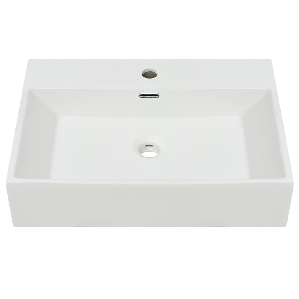 Basin with Faucet Hole Ceramic White 60.5x42.5x14.5 cm- Bathroom Basins - HomeShopIreland - Home Shop Ireland - Bathroom Basins - Basin with Faucet Hole Ceramic White 60.5x42.5x14.5 cm