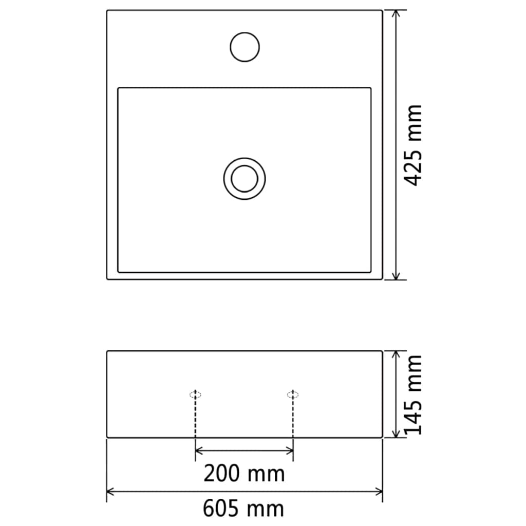 Basin with Faucet Hole Ceramic White 60.5x42.5x14.5 cm- Bathroom Basins - HomeShopIreland - Home Shop Ireland - Bathroom Basins - Basin with Faucet Hole Ceramic White 60.5x42.5x14.5 cm