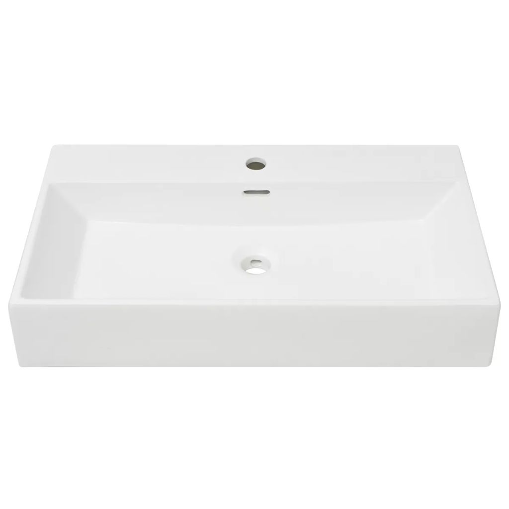 Basin with Faucet Hole Ceramic White 76x42.5x14.5 cm- Bathroom Basins - HomeShopIreland - Home Shop Ireland - Bathroom Basins - Basin with Faucet Hole Ceramic White 76x42.5x14.5 cm