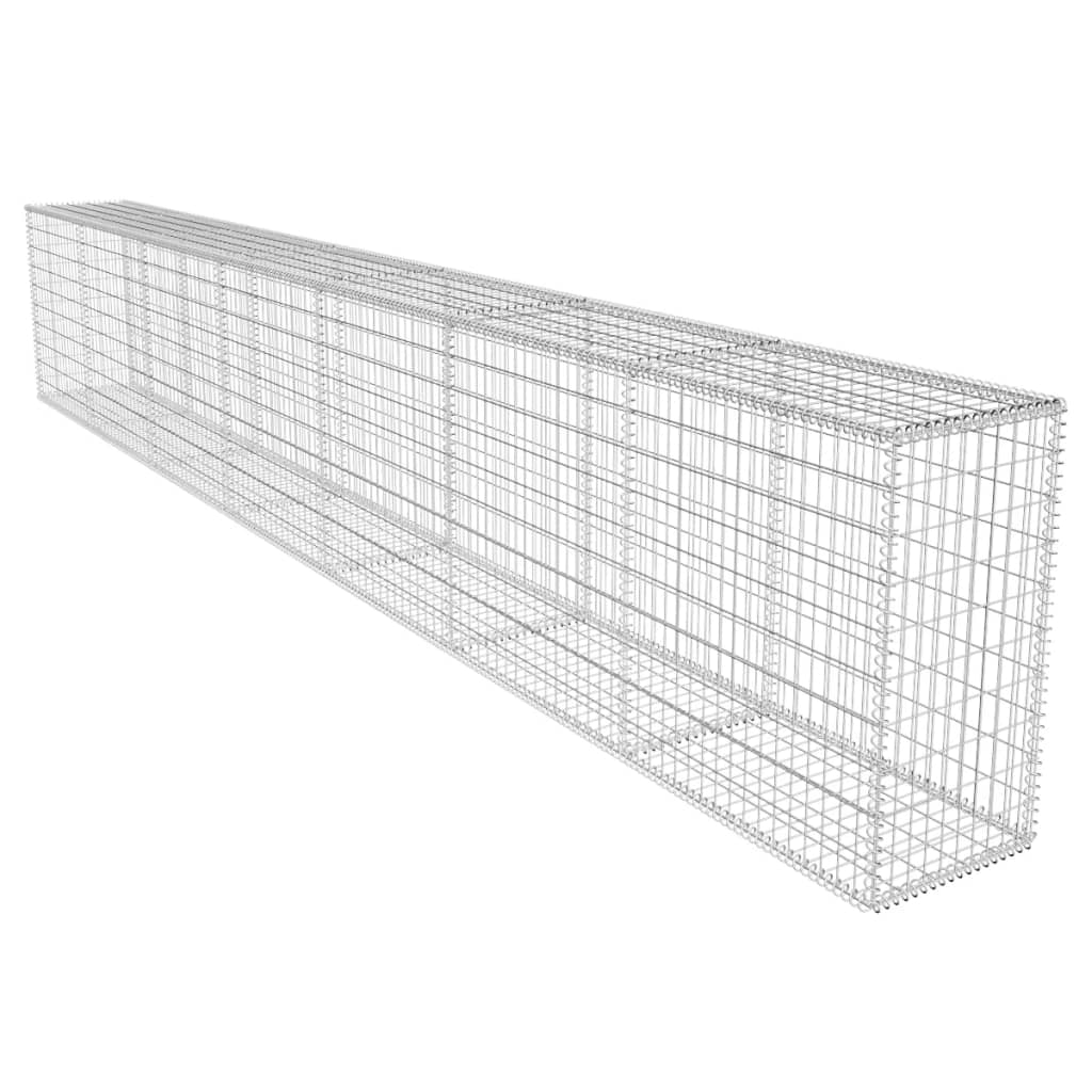 Gabion Wall with Cover Galvanised Steel 600x50x100 cm- Fence Panels - HomeShopIreland - Home Shop Ireland - Fence Panels - Gabion Wall with Cover Galvanised Steel 600x50x100 cm