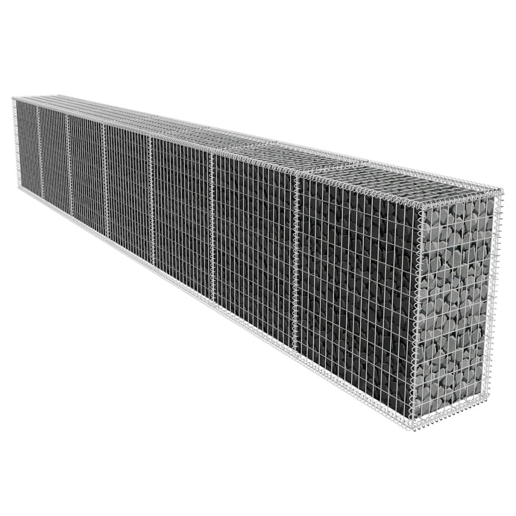 Gabion Wall with Cover Galvanised Steel 600x50x100 cm- Fence Panels - HomeShopIreland - Home Shop Ireland - Fence Panels - Gabion Wall with Cover Galvanised Steel 600x50x100 cm