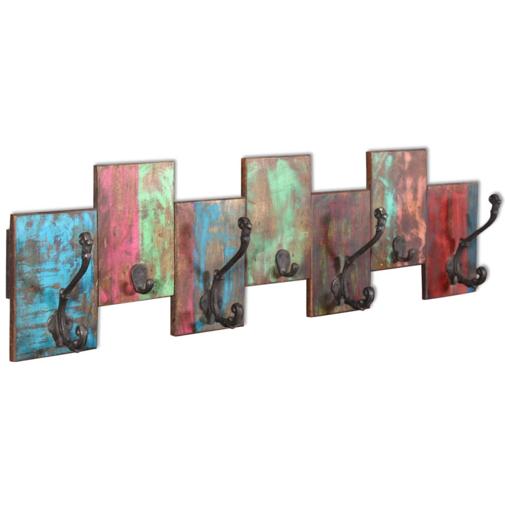 Coat Rack with 7 Hooks Solid Reclaimed Wood- Coat & Hat Racks - HomeShopIreland - Home Shop Ireland - Coat & Hat Racks - Coat Rack with 7 Hooks Solid Reclaimed Wood