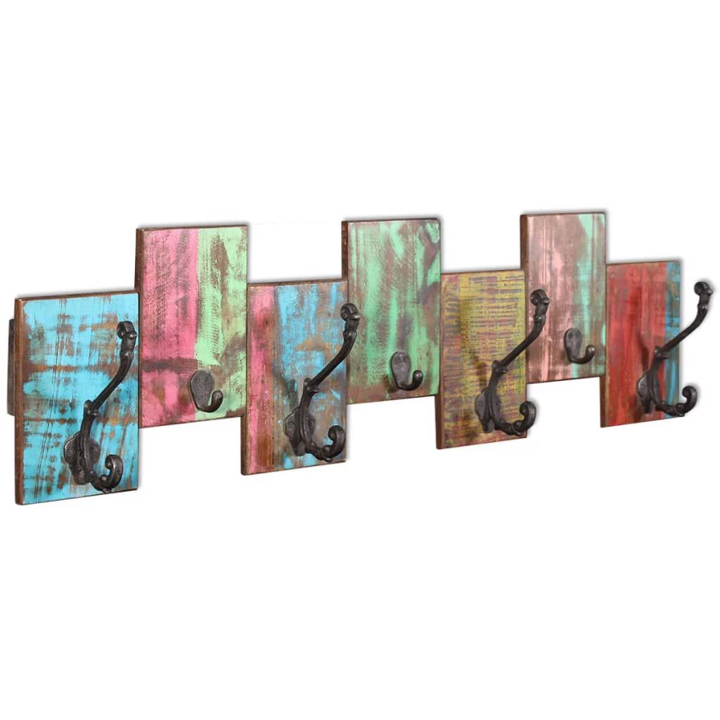 Coat Rack with 7 Hooks Solid Reclaimed Wood- Coat & Hat Racks - HomeShopIreland - Home Shop Ireland - Coat & Hat Racks - Coat Rack with 7 Hooks Solid Reclaimed Wood
