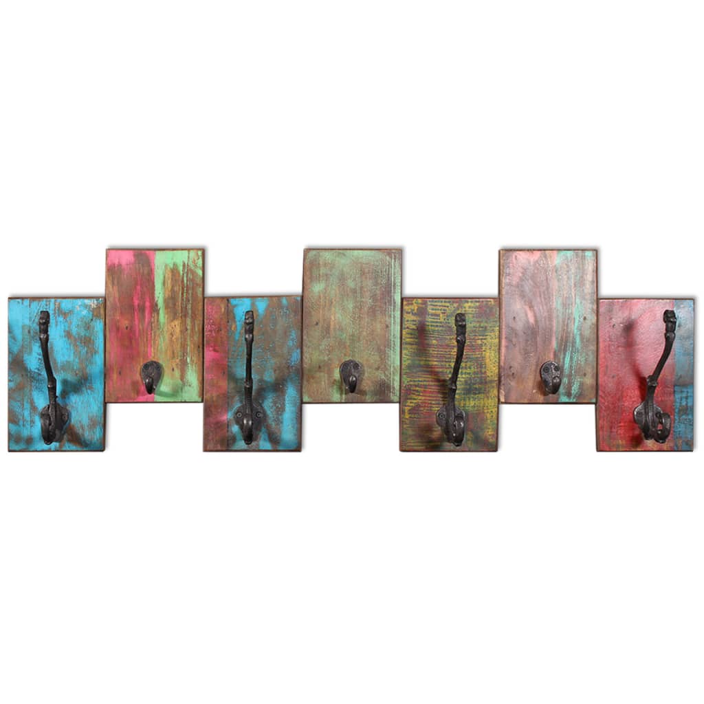 Coat Rack with 7 Hooks Solid Reclaimed Wood- Coat & Hat Racks - HomeShopIreland - Home Shop Ireland - Coat & Hat Racks - Coat Rack with 7 Hooks Solid Reclaimed Wood