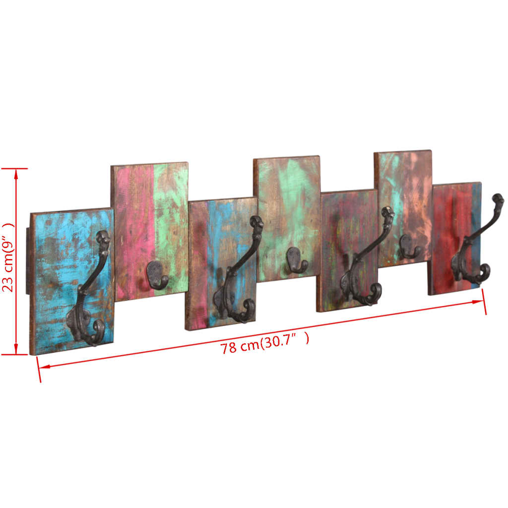 Coat Rack with 7 Hooks Solid Reclaimed Wood- Coat & Hat Racks - HomeShopIreland - Home Shop Ireland - Coat & Hat Racks - Coat Rack with 7 Hooks Solid Reclaimed Wood