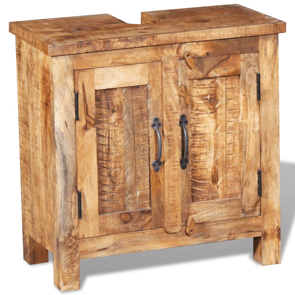 Bathroom Vanity Cabinet with Mirror Solid Mango Wood- Bathroom Furniture Sets - HomeShopIreland - Home Shop Ireland - Bathroom Furniture Sets - Bathroom Vanity Cabinet with Mirror Solid Mango Wood