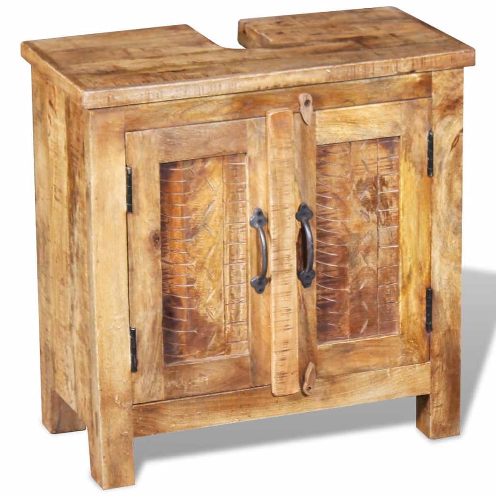 Bathroom Vanity Cabinet with Mirror Solid Mango Wood- Bathroom Furniture Sets - HomeShopIreland - Home Shop Ireland - Bathroom Furniture Sets - Bathroom Vanity Cabinet with Mirror Solid Mango Wood