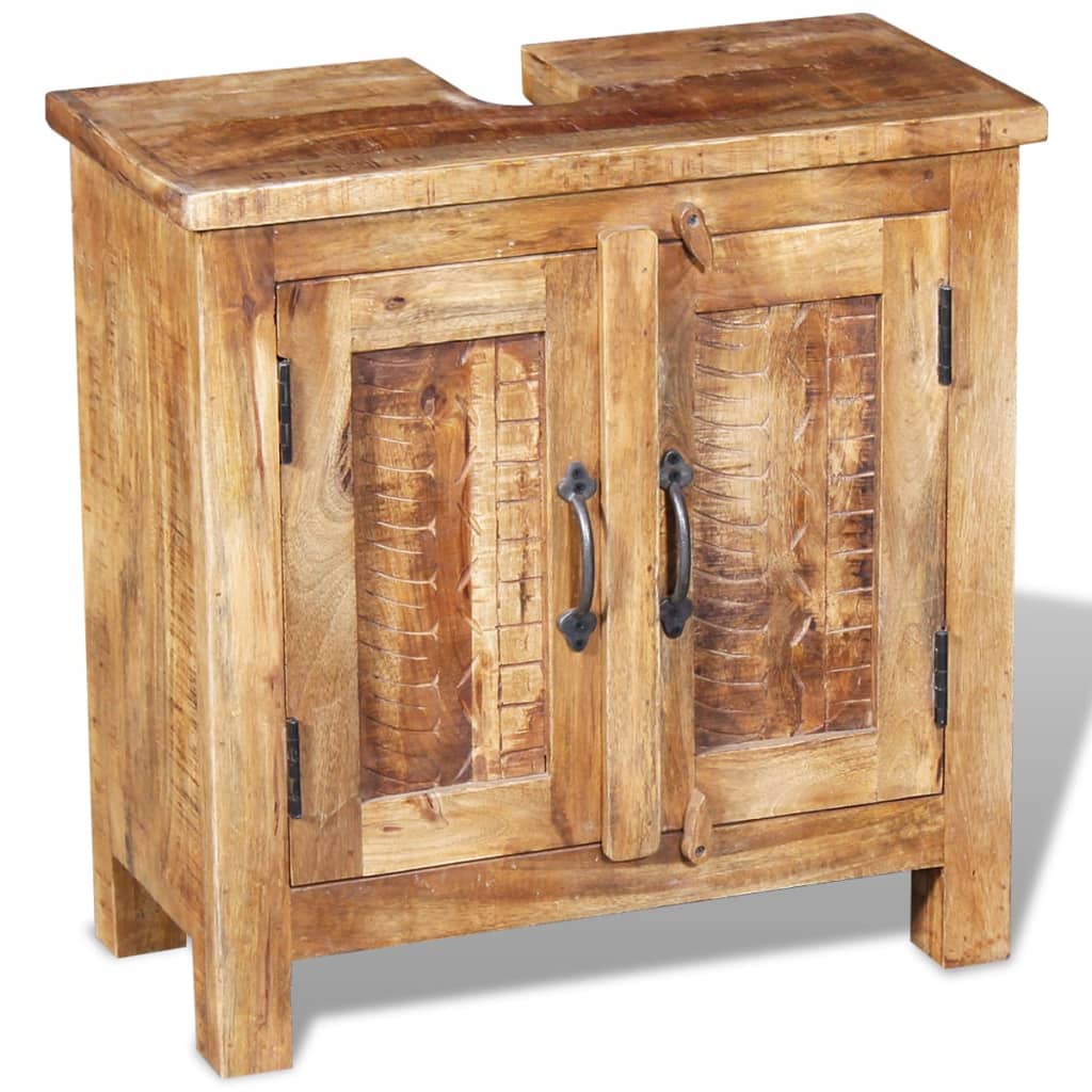 Bathroom Vanity Cabinet with Mirror Solid Mango Wood- Bathroom Furniture Sets - HomeShopIreland - Home Shop Ireland - Bathroom Furniture Sets - Bathroom Vanity Cabinet with Mirror Solid Mango Wood