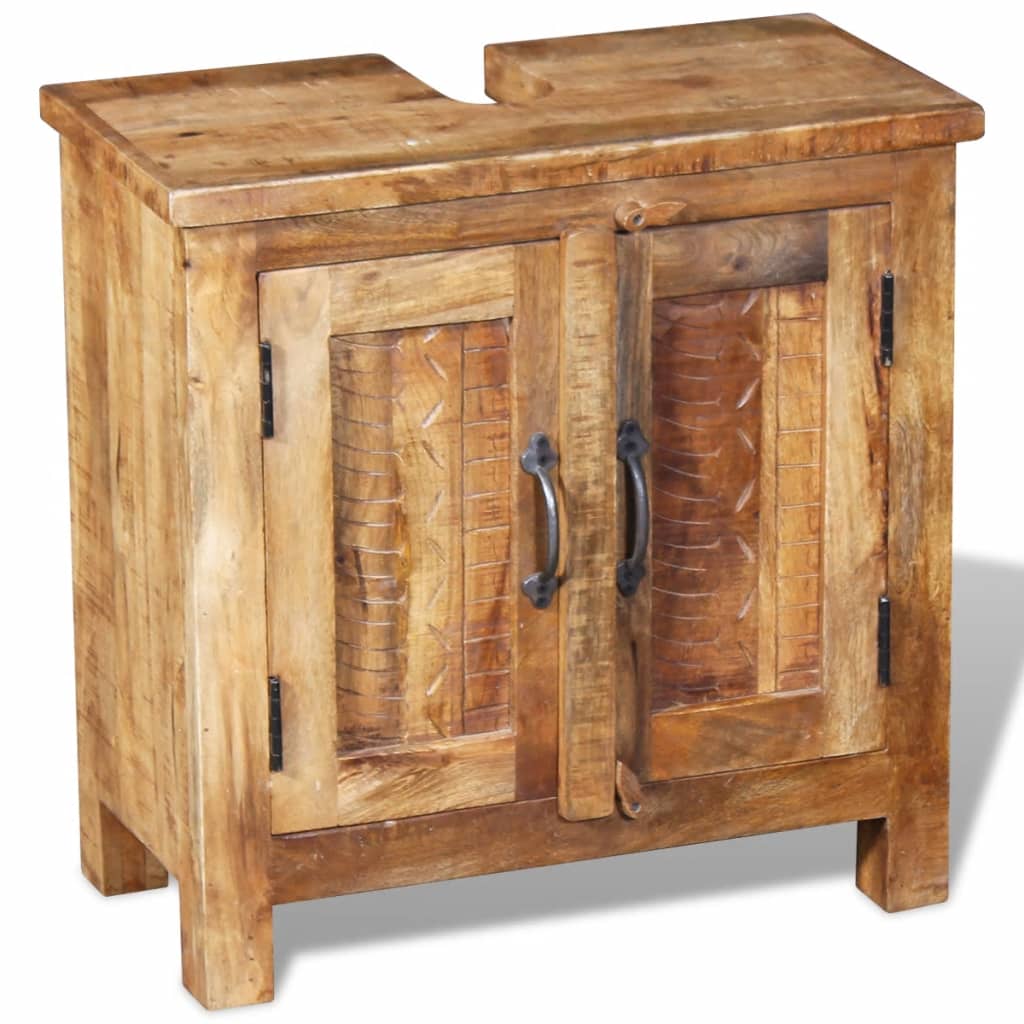 Bathroom Vanity Cabinet with Mirror Solid Mango Wood- Bathroom Furniture Sets - HomeShopIreland - Home Shop Ireland - Bathroom Furniture Sets - Bathroom Vanity Cabinet with Mirror Solid Mango Wood