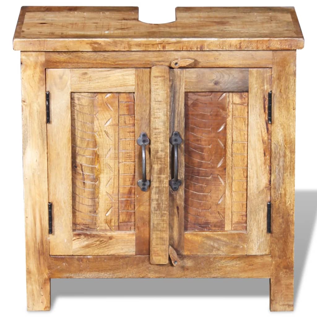 Bathroom Vanity Cabinet with Mirror Solid Mango Wood- Bathroom Furniture Sets - HomeShopIreland - Home Shop Ireland - Bathroom Furniture Sets - Bathroom Vanity Cabinet with Mirror Solid Mango Wood