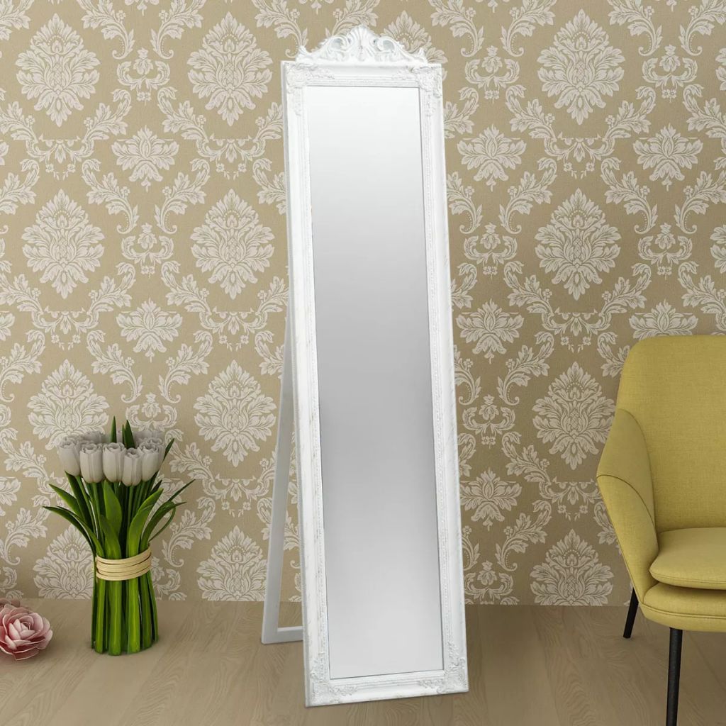 Free-Standing Mirror Baroque Style 160x40 cm White- Mirrors - HomeShopIreland - Home Shop Ireland - Mirrors - Free-Standing Mirror Baroque Style 160x40 cm White