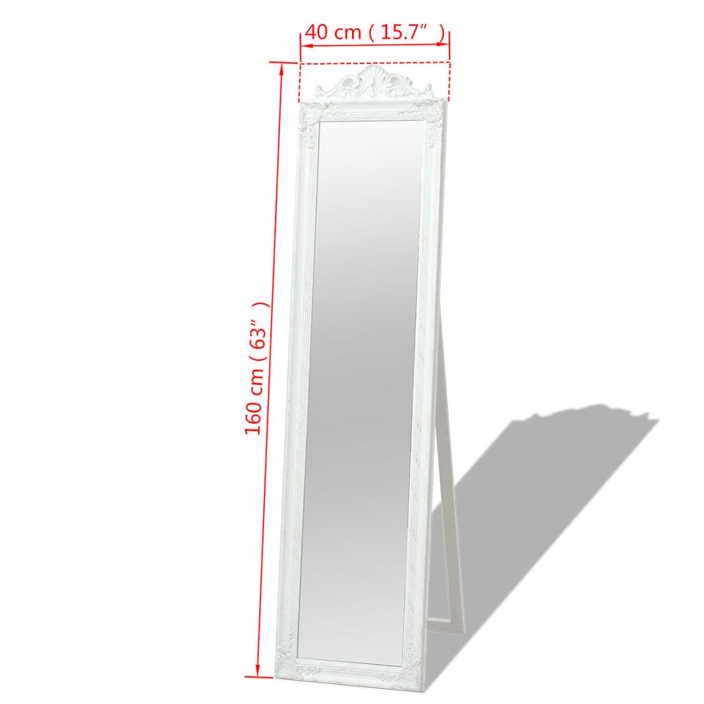 Free-Standing Mirror Baroque Style 160x40 cm White- Mirrors - HomeShopIreland - Home Shop Ireland - Mirrors - Free-Standing Mirror Baroque Style 160x40 cm White