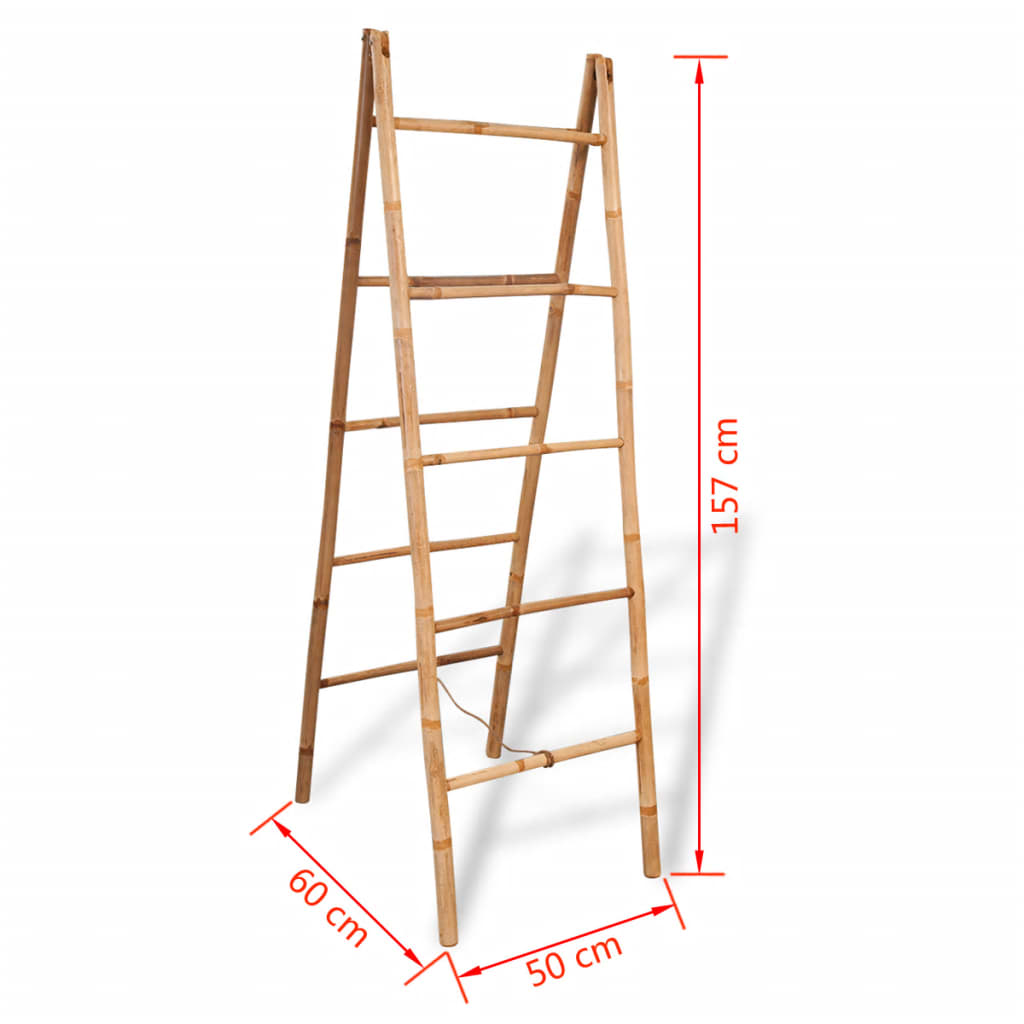 Double Towel Ladder with 5 Rungs Bamboo 50x160 cm- Towel Racks & Holders - HomeShopIreland - Home Shop Ireland - Towel Racks & Holders - Double Towel Ladder with 5 Rungs Bamboo 50x160 cm