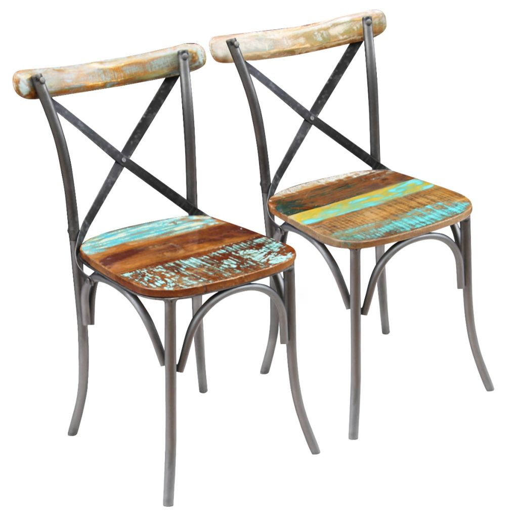 Dining Chairs 2 pcs Solid Reclaimed Wood- Kitchen & Dining Room Chairs - HomeShopIreland - Home Shop Ireland - Kitchen & Dining Room Chairs - Dining Chairs 2 pcs Solid Reclaimed Wood