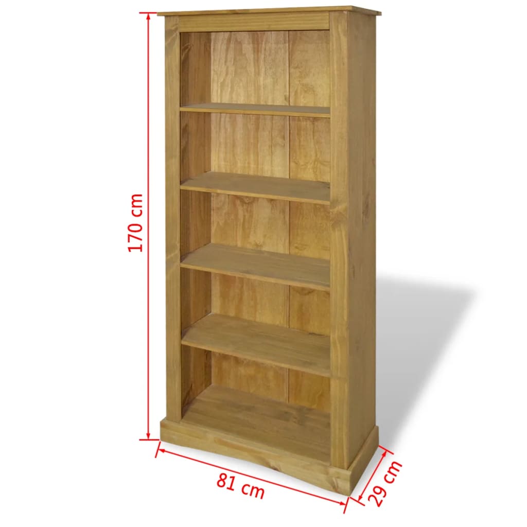 5-Tier Bookcase Mexican Pine Corona Range 81x29x170 cm- Bookcases & Standing Shelves - HomeShopIreland - Home Shop Ireland - Bookcases & Standing Shelves - 5-Tier Bookcase Mexican Pine Corona Range 81x29x170 cm