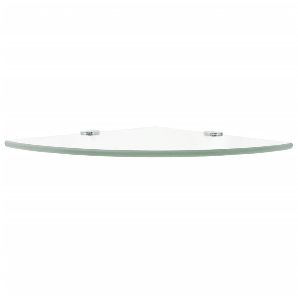Corner Shelf with Chrome Supports Glass Clear 25x25 cm- Wall Shelves & Ledges - HomeShopIreland - Home Shop Ireland - Wall Shelves & Ledges - Corner Shelf with Chrome Supports Glass Clear 25x25 cm