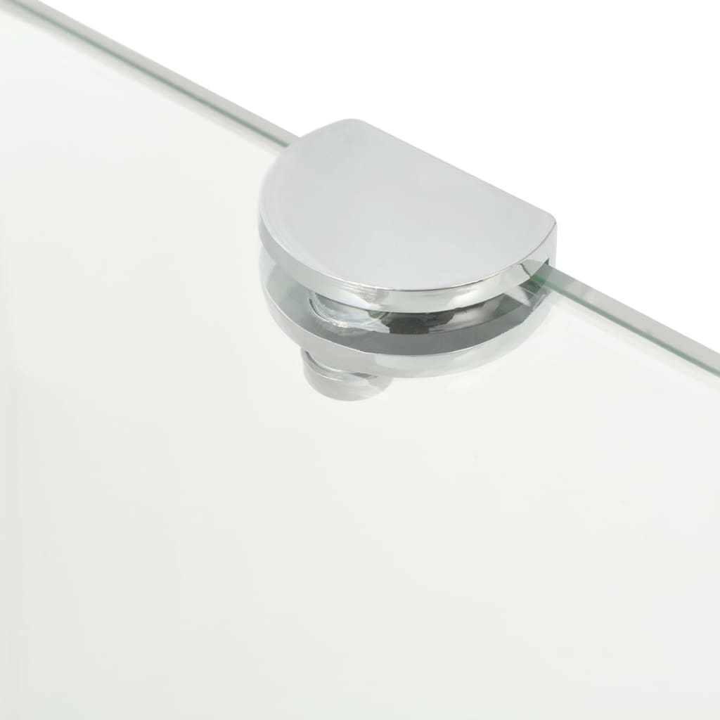 Corner Shelf with Chrome Supports Glass Clear 25x25 cm- Wall Shelves & Ledges - HomeShopIreland - Home Shop Ireland - Wall Shelves & Ledges - Corner Shelf with Chrome Supports Glass Clear 25x25 cm