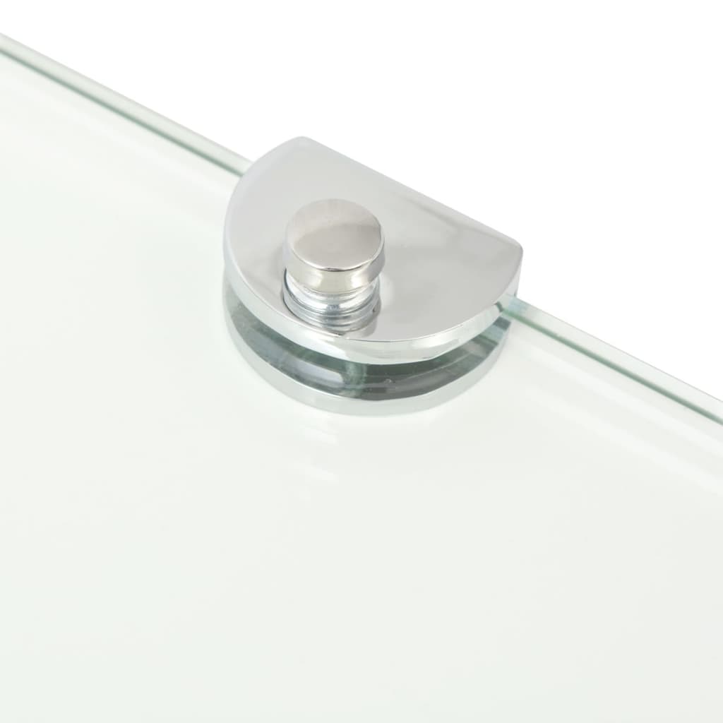 Corner Shelf with Chrome Supports Glass Clear 25x25 cm- Wall Shelves & Ledges - HomeShopIreland - Home Shop Ireland - Wall Shelves & Ledges - Corner Shelf with Chrome Supports Glass Clear 25x25 cm
