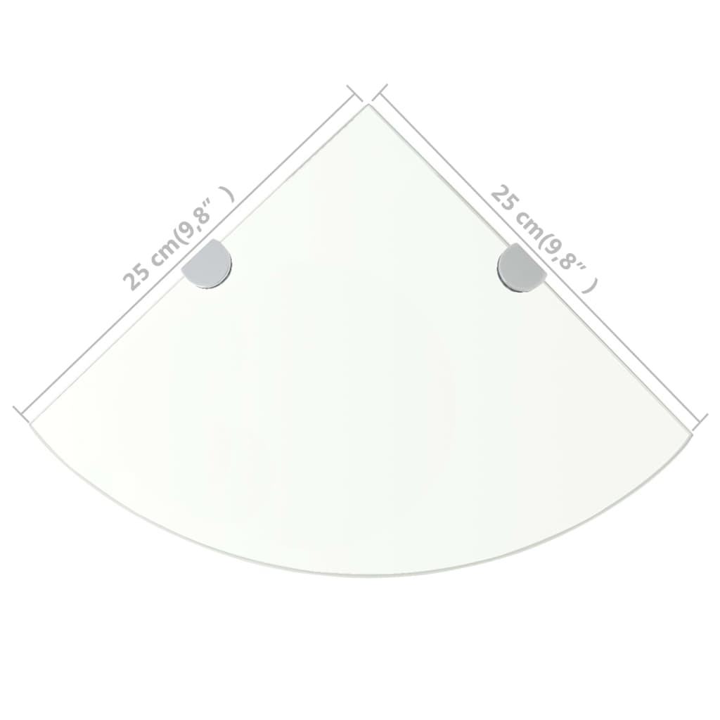Corner Shelf with Chrome Supports Glass Clear 25x25 cm- Wall Shelves & Ledges - HomeShopIreland - Home Shop Ireland - Wall Shelves & Ledges - Corner Shelf with Chrome Supports Glass Clear 25x25 cm