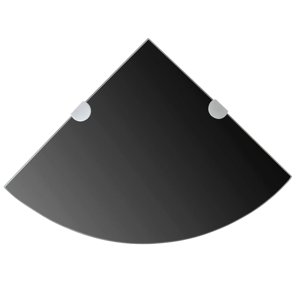 Corner Shelf with Chrome Supports Glass Black 25x25 cm- Wall Shelves & Ledges - HomeShopIreland - Home Shop Ireland - Wall Shelves & Ledges - Corner Shelf with Chrome Supports Glass Black 25x25 cm