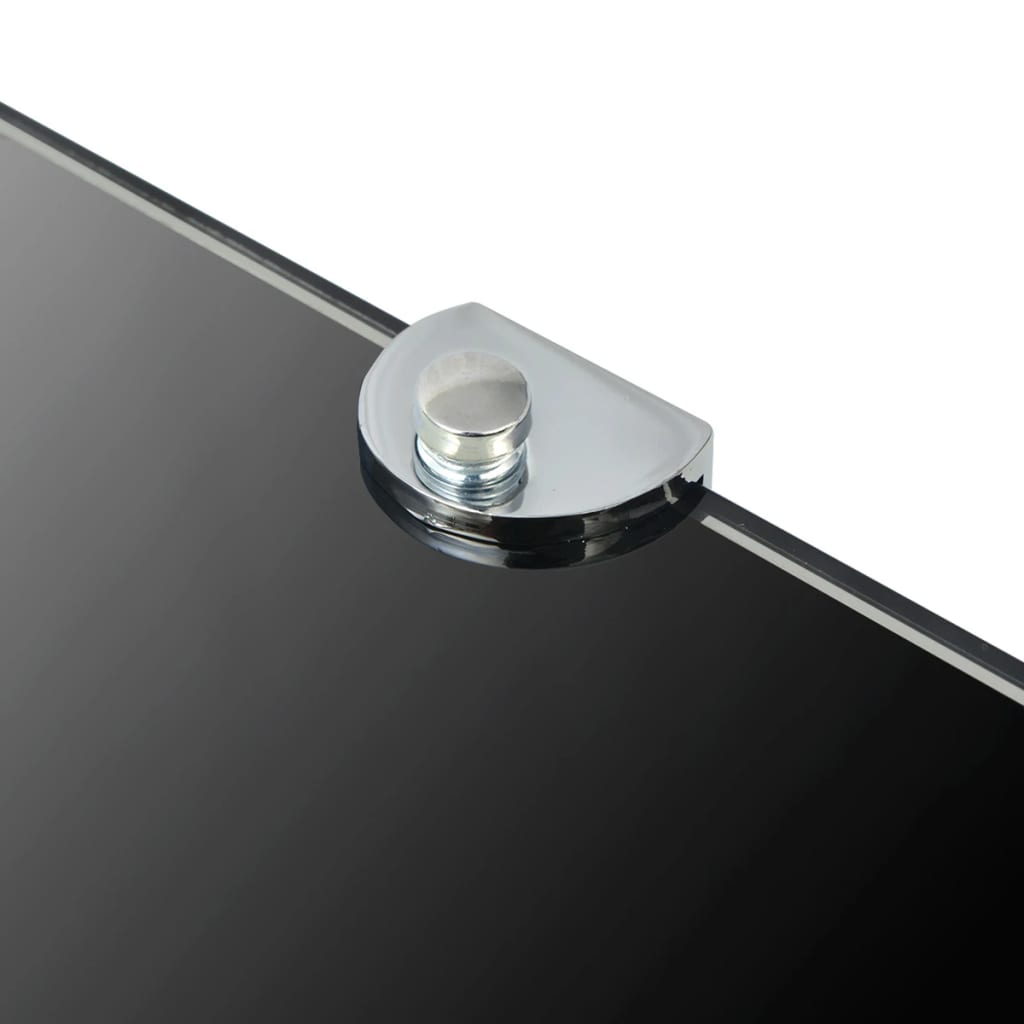 Corner Shelf with Chrome Supports Glass Black 25x25 cm- Wall Shelves & Ledges - HomeShopIreland - Home Shop Ireland - Wall Shelves & Ledges - Corner Shelf with Chrome Supports Glass Black 25x25 cm