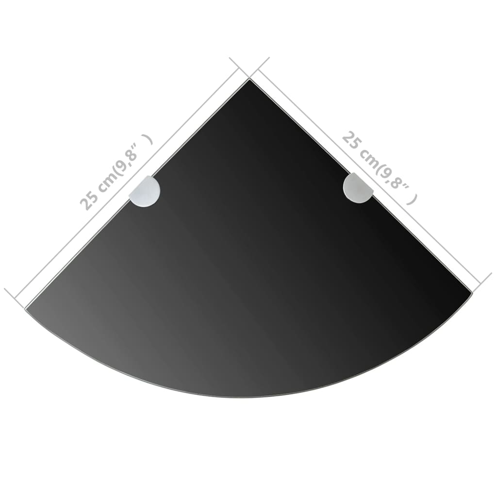 Corner Shelf with Chrome Supports Glass Black 25x25 cm- Wall Shelves & Ledges - HomeShopIreland - Home Shop Ireland - Wall Shelves & Ledges - Corner Shelf with Chrome Supports Glass Black 25x25 cm