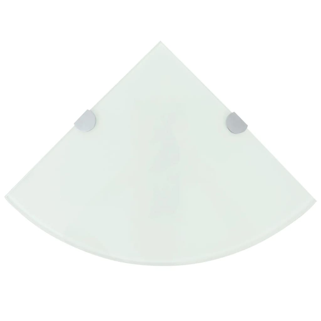 Corner Shelf with Chrome Supports Glass White 25x25 cm- Wall Shelves & Ledges - HomeShopIreland - Home Shop Ireland - Wall Shelves & Ledges - Corner Shelf with Chrome Supports Glass White 25x25 cm